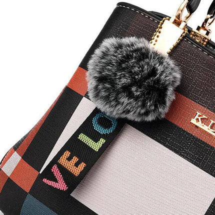 Elegant Designer Handbags for Women | PU Leather Crossbody Messenger Bag with Hairball (Girls Shoulder Bag, Top-Handle Tote)