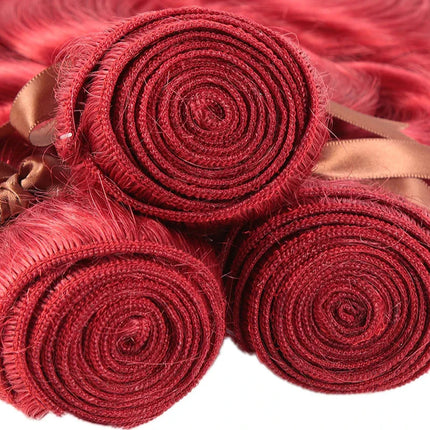 Brazilian Body Wave Bundles | Red Burgundy Human Hair Extensions (1/3/4 Pcs Weave Deals)