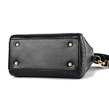 Luxury Crocodile Pattern Handbag for Women | Winter New PU Leather Tassel Shoulder Bag (Brands Design Handle Bag, Lady Purse)