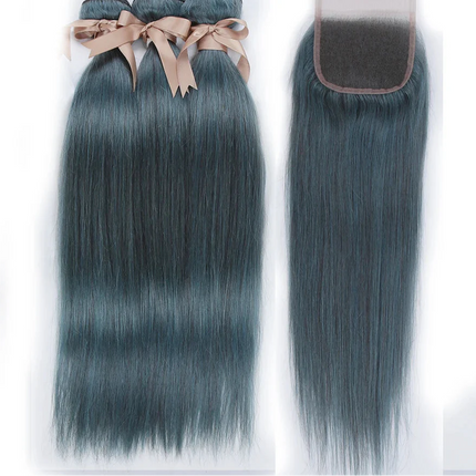 Straight Bundles with Closure | 3 Pcs Brazilian Remy Human Hair Weave