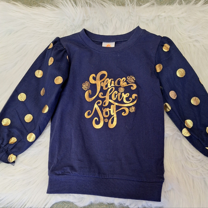 Blue and Gold Long Sleeve Christmas Shirt