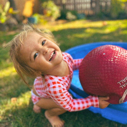 Stevie Two Piece Kids Swimsuit - Guava Gingham