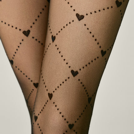 Conte Alice 20 Den - Fantasy Tights for Girls with Geometric Pattern and Hearts - 12, 14, 16yr. (24S-169SP)
