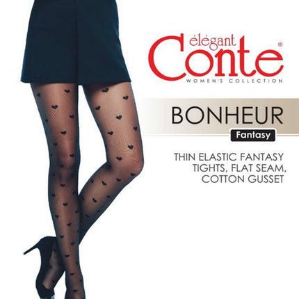Conte Bonheur 20 Den - Fantasy Women's Tights with a "heart" pattern (19S-109SP)
