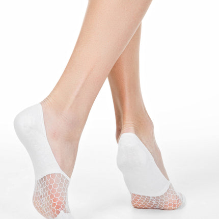 Conte Esli #IS007 - 1 pair Cotton Invisible Women's Footlets (with sheer mesh insert)