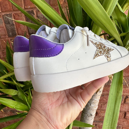 Gold Star Purple Heel Star Sneakers