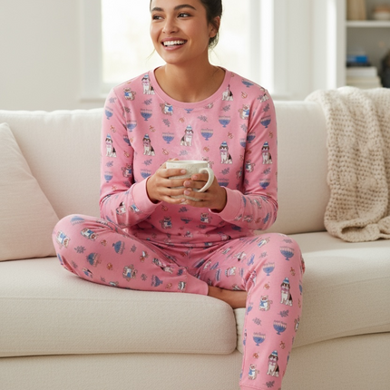 Hanukkah Pets (Women's Long Sleeve PJ) - Pink