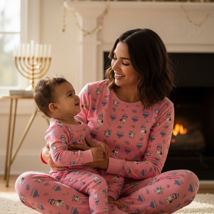Hanukkah Pets (Women's Long Sleeve PJ) - Pink