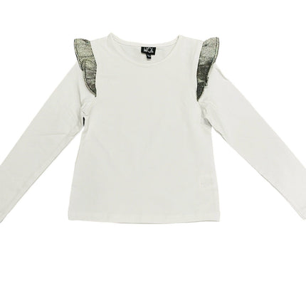 AA Pink Top with Metallic Ruffle