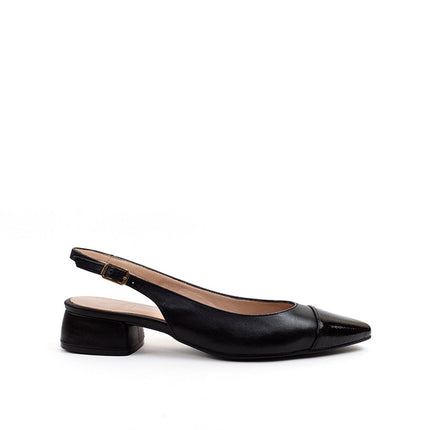 Berta Slingback Black Patent Toe