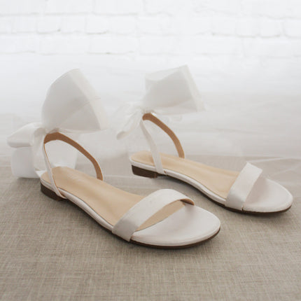 Girls Satin Flat Sandal with Wrapped Satin Tie