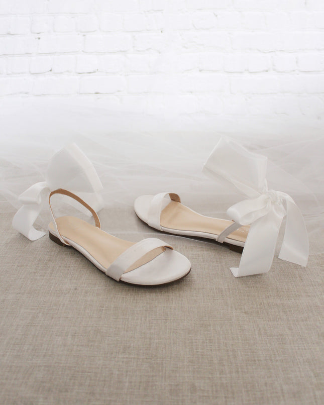 Girls Satin Flat Sandal with Wrapped Satin Tie