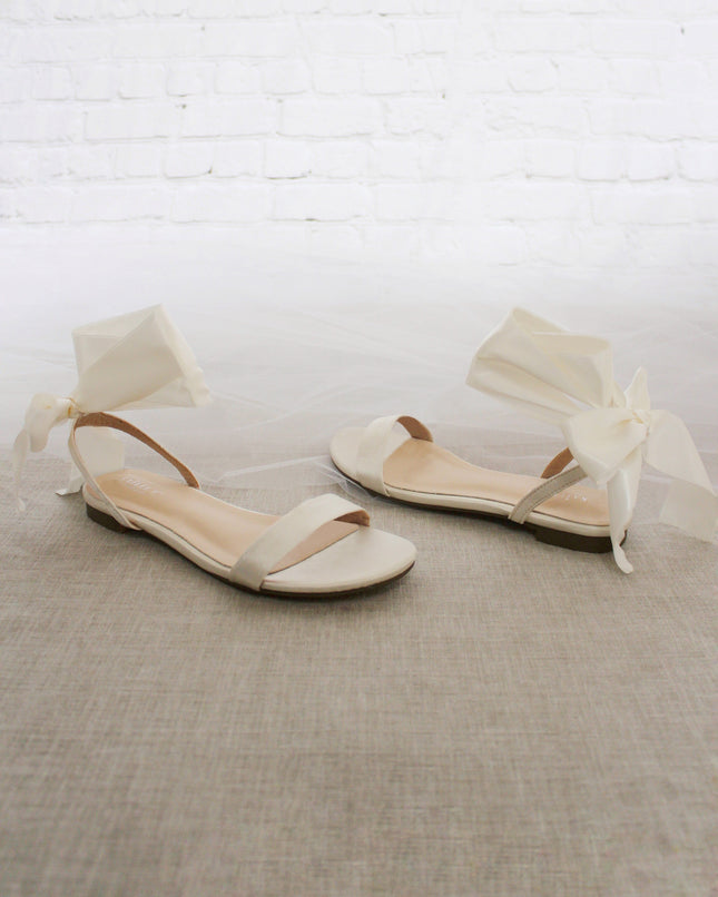 Girls Satin Flat Sandal with Wrapped Satin Tie