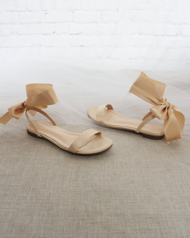 Girls Satin Flat Sandal with Wrapped Satin Tie