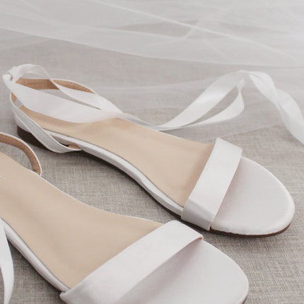 Girls Satin Flat Sandal with Ballerina Lace Up