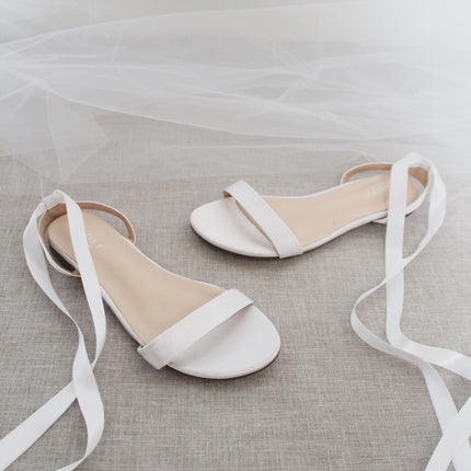 Girls Satin Flat Sandal with Ballerina Lace Up