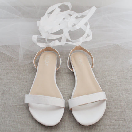 Girls Satin Flat Sandal with Ballerina Lace Up