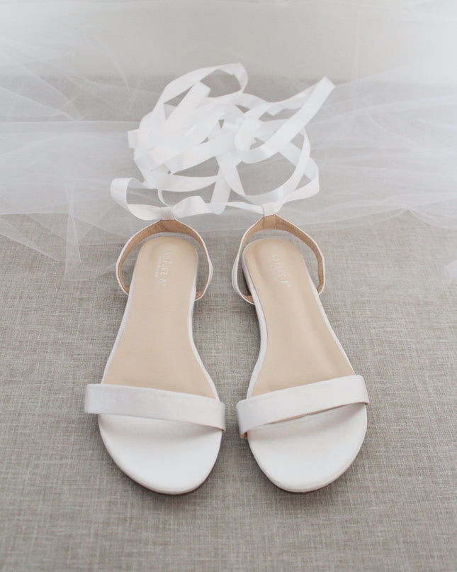 Girls Satin Flat Sandal with Ballerina Lace Up