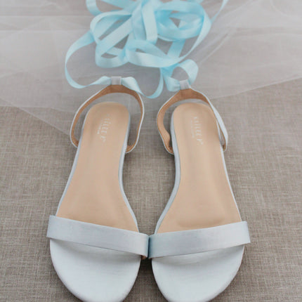 Girls Satin Flat Sandal with Ballerina Lace Up