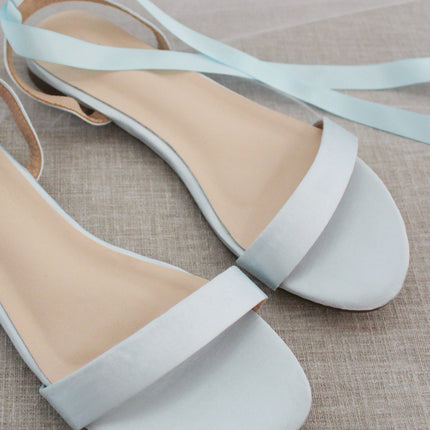 Girls Satin Flat Sandal with Ballerina Lace Up