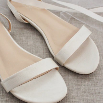 Girls Satin Flat Sandal with Ballerina Lace Up