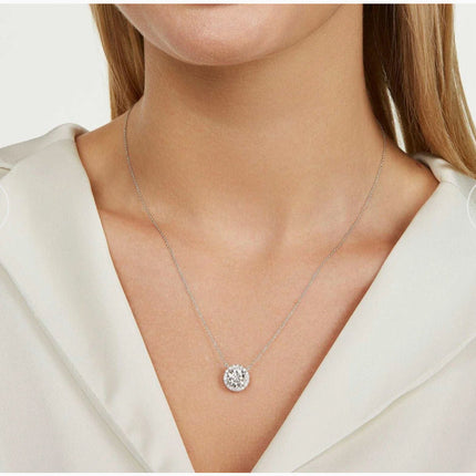 2 CTW Lab-Grown Diamond Halo Pendant Necklace in 14kt White Gold – AGI Certified