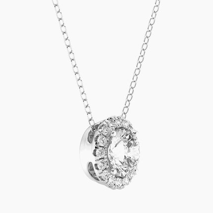 2 CTW Lab-Grown Diamond Halo Pendant Necklace in 14kt White Gold – AGI Certified