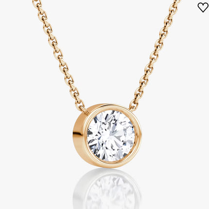 AGI Certified 1.00 Ctw Bezel Set Round Lab Grown Diamond Pendant - G/VS Clarity in Choice of 14K White or Yellow Gold