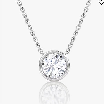 AGI Certified 1.00 Ctw Bezel Set Round Lab Grown Diamond Pendant - G/VS Clarity in Choice of 14K White or Yellow Gold
