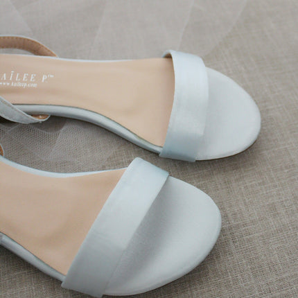 Girls Satin Flat Sandal with Ankle Strap
