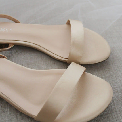 Girls Satin Flat Sandal with Ankle Strap