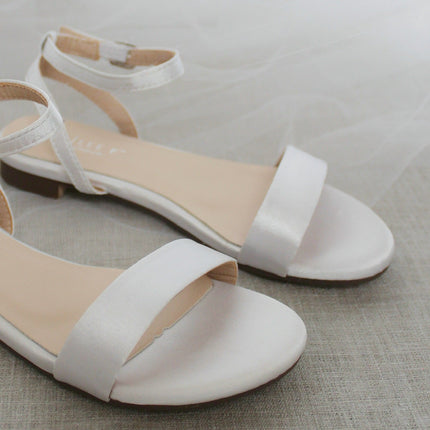 Girls Satin Flat Sandal with Ankle Strap