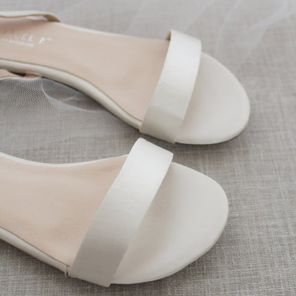 Girls Satin Flat Sandal with Ankle Strap