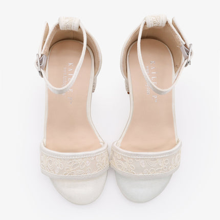 Crochet Lace Low Block Heel Girls Sandals