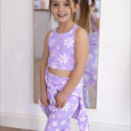 LuxeBloom Legging - Purple Daisies