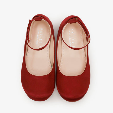 Satin Flats with Velcro Ankle Strap