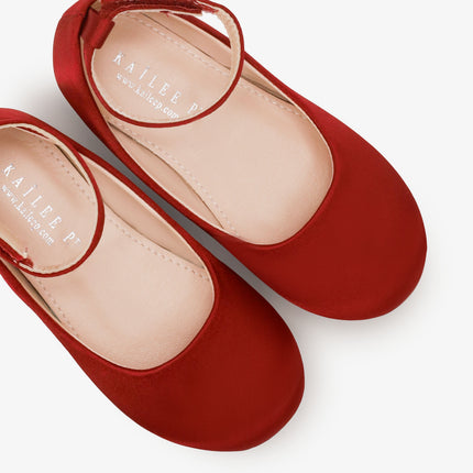 Satin Flats with Velcro Ankle Strap