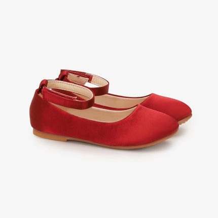 Satin Flats with Velcro Ankle Strap