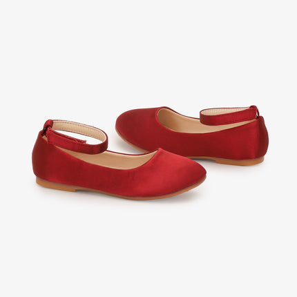 Satin Flats with Velcro Ankle Strap