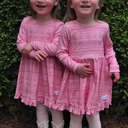 Luxe Ribbed Knit Twirl Dress -Peppermint Pink