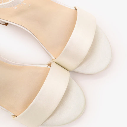 Satin Girls Block Heel Sandals with Ankle Strap