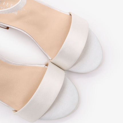 Satin Girls Block Heel Sandals with Ankle Strap