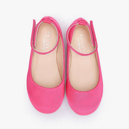 Satin Flats with Velcro Ankle Strap