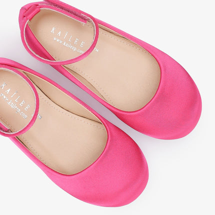 Satin Flats with Velcro Ankle Strap