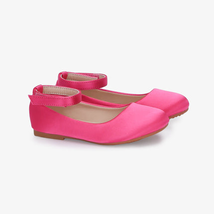 Satin Flats with Velcro Ankle Strap