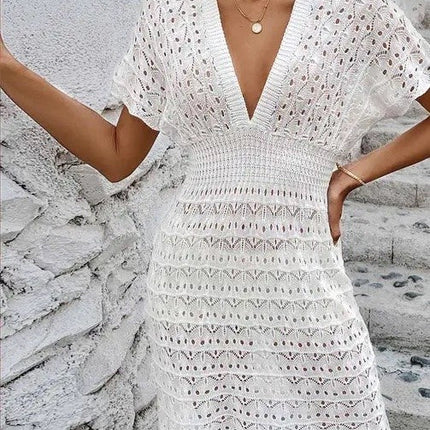 Miss Sparkling Deep v eyelet cover up dress