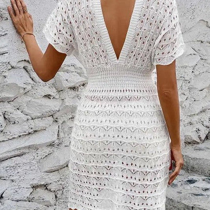 Miss Sparkling Deep v eyelet cover up dress