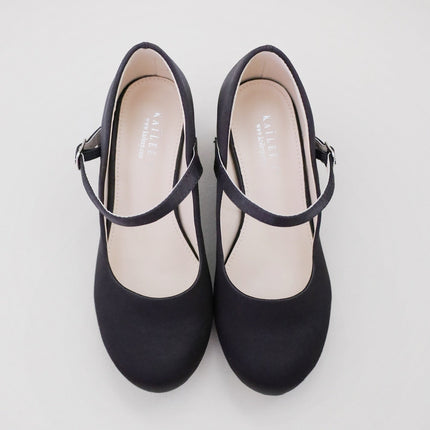 Girls Satin Mary Jane Block Heel