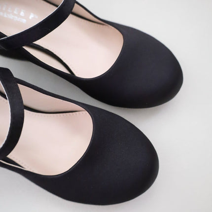 Girls Satin Mary Jane Block Heel