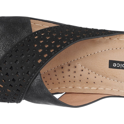 Isabella Black Wedge Sandals